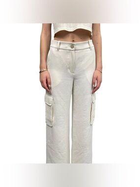 Aritzia Cream Cargo Wide-Leg Pants